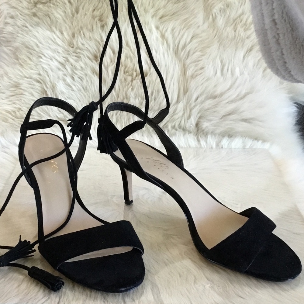Lord and Taylor Black Suede Gladiator Heels